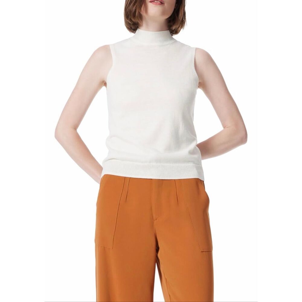 Dee Ocleppo $79 Maggie Mock Neck Shell Sweater Sea Salt Knit Large NWT